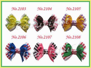 50 Girl 2.5/2.75 Boutique Hair Bow double pronged clip 18 Styles 846