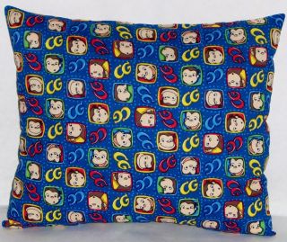 CURIOUS GEORGE FACES ON BLUE COTTON TODDLER PILLOW CG4 24P NEW