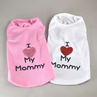 My Mommy Couples Dog Puppy T Shirts w. shinning Heart Pink White