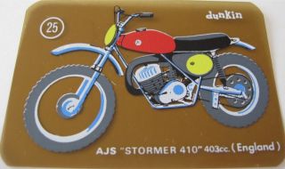 AJS Stormer 410 Vintage Dunkin Motorcycle Card MX #25 T