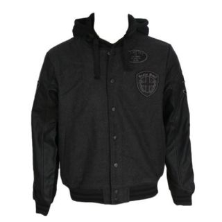 Brave Soul Mens Harvard Varsity Hooded Jacket Charcoal & Black S XL