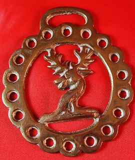 Stag Deer Couchant Laying HORSE BRASS Harness Decoration Vintage