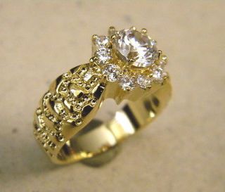 Ladys women Yellow tone gold Plated Nugget Sunflower Type CZ Ring New