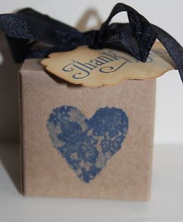 LACE HEART 6 FAVOUR BOXES THANK YOU TAGS Vintage Style Wedding Favour