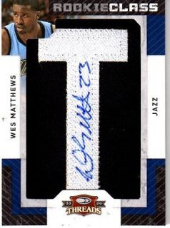 WESLEY MATTHEWS 09 10 PANINI UPDATE THREADS AUTO PATCH RC LETTERMAN