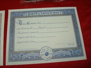 REAL CARE BABY THINK IT OVER~G6~BIRTH CERTIFICATE