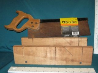 VINTAGE BUCK BROS 14 16 Pt. Mitre Back Saw RUSTED with Wood Mitre Box