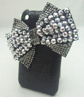 PK20 Bling Shiny Black Bow Hard Back Case Cover for iPhone 3G 3GS D
