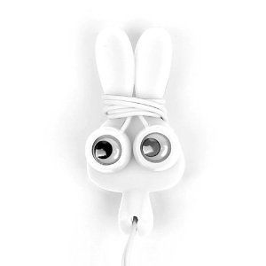 Kikkerland US17 W Bunny Buddy Ear Buds and Cord Wrap   Wired Headsets