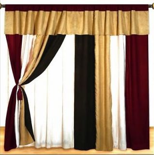 Luxury Micro Suede Burgundy and Black Curtain Bedding Set Bed in a Bag