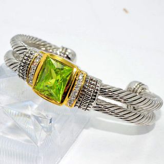 gold plated Peridot quartz with.925 Silver Filled Bangle/DF 4260​05