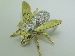 14K Gold and Diamond Bumble Bee Figurine Pin