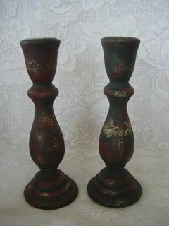 /Green/Gold Wood Candlesticks/Candle Holders Brass Insert for Candle
