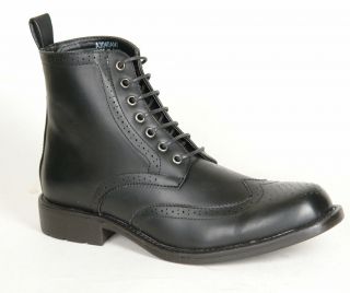 Mens / Gents Black Lace Up Brogue Boots Size 6 7 8 9 10 11 12