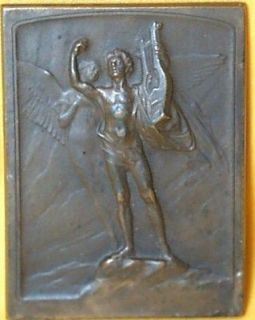 Vint Comm. Medal French Bronze Rectangular Plaque Musical Theme by