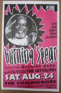 1996 BURNING SPEAR   SATTELITES Concert GIG Poster Vancouver Canada