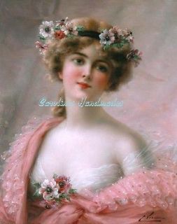 Shabby Pink Victorian Lady MULTI Size Reproduction Cotton Fabric Print
