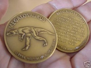 MD 27) MEGALOSAURUS DINOSAUR Bronze Coin MEDALLION coins I love