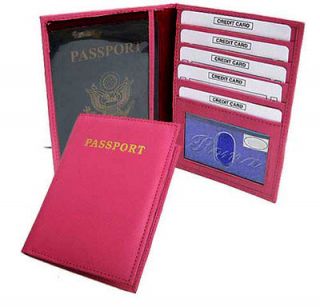 WORLD USA PASSPORT COVER Travel Leather ID PREMIUM PINK
