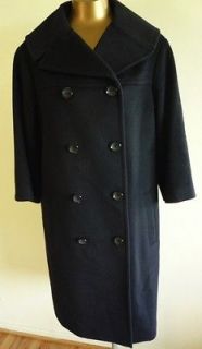 VINCE black wool cashmere double breasted classic coat size small
