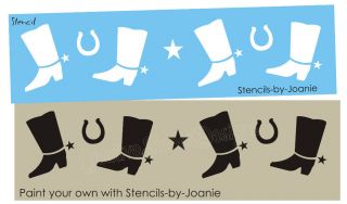 Cowboy STENCIL Cowgirl Boot Horseshoe Star Border Country Western