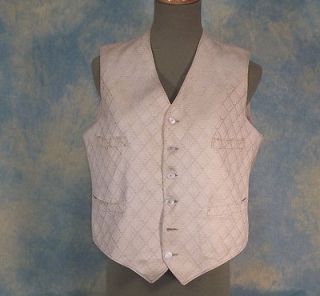 Vintage Edwardian Era Mens White Brocade Shirtwaist or Vest
