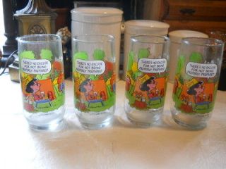 Lot of 4 Camp Snoopy Peanuts Lucy McDonalds Promo Glasses
