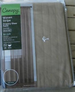 Canopy Woven Stripe 52Wx84L Sheer Curtain Panel Brown Clay Color