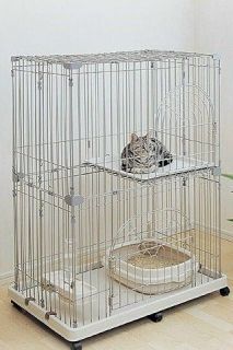 IRIS Wire Tower Small Animal Cage   Cat Cage PEC 902 Silver