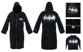 DC Batman Black Hooded Cotton Terry Cloth Bath Robe