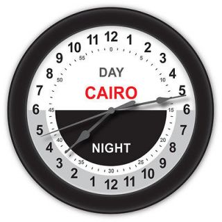 Cairo Egypt 24 Hour Day or Night Wall Clock   UTC GMT Universal Zulu