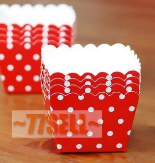 20x red square cupcake cake cases muffin cases w white dots WED Party