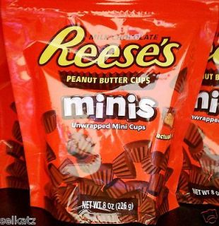 UNWRAPPED MINIATURE PEANUT BUTTER CUPS 8 OZ CHOCOLATE CANDY REESES