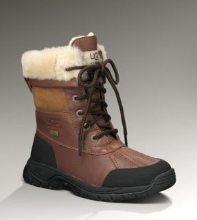 UGG Boots Butte Kid Leather Winter Boots Sheep Skin Worchester Brown