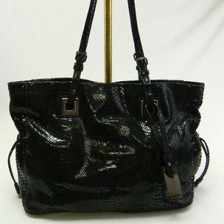 Calvin Klein CK Handbag Exclusive Black Cobra Print Tote Handbag Purse