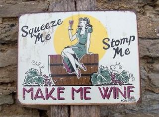 Antique Style Funny Make Me Wine Sign Metal Retro Home Cafe Wall Decor