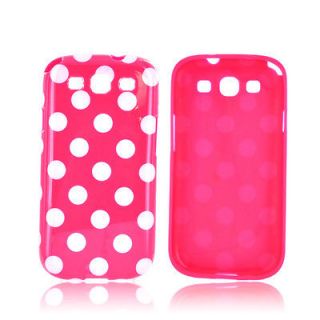 Samsung Galaxy S3 Crystal Silicone Case   White Polka Dots On Pink