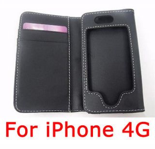 New Black Leather Case Cover Wallet Bumper For iPhone 4G 4