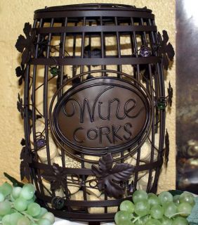 WINE BARREL CORK CAGE holder bar grapes metal