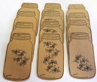 Stamped Mason Jars with Fireflies/Ligh tning Bugs Gift Tags/Labels