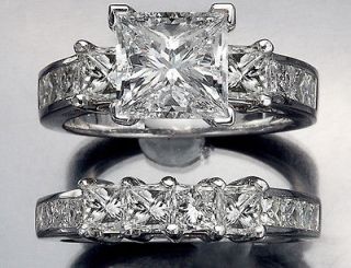 listed 3 carat Natural Princess Cut Diamond Engagement Ring Set Solid