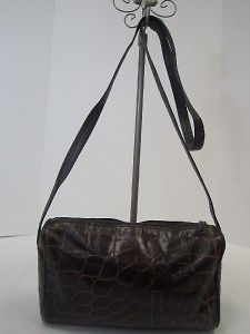 Vintage Carlos Falchi Brown leather embossed shoulder handbag 20904SL