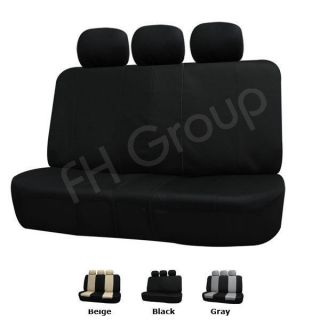 FH FB051013 Cloth Car Split Bench Seat Covers W. 3 headrests Black