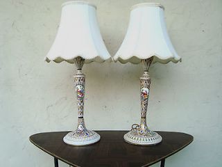 Vintage Pair Of Beautiful Dresden Lamps Porcelain Germany Candlesticks