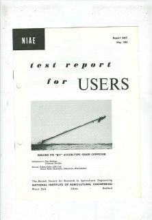 NIAE TEST REPORT   REKORD PM JET AUGER TYPE GRAIN CONVEYOR (1963)