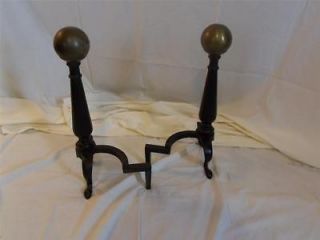 Iron Fireplace Andirons with Large Cannon Ball Ends 16.5 Tall Used