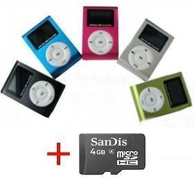 Clip Mp3 Player With LCD Display Screen SD Card Slot +Free 4GB Card