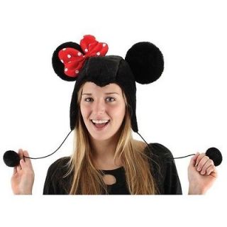 EL250081 Minnie Mouse Hoodie Soft Plush Hat Pom Pom Trim