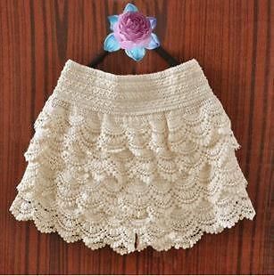 White Sexy Fashion Mini Lace Tiered Short Skirt Under Safety Pants