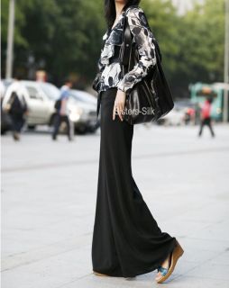 100% Silk Palazzo Pants Slacks Split Skirt 2~20 #AF432